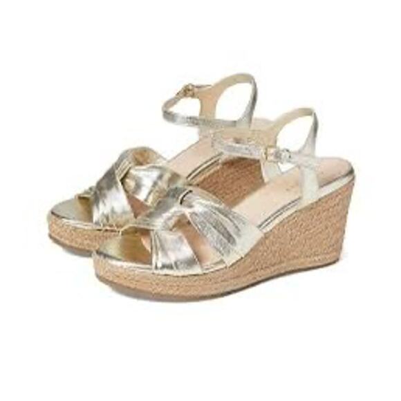Ted Baker Classic espadrille Gold Carda Heel Wedge Sandal sz 39 - Picture 1 of 10